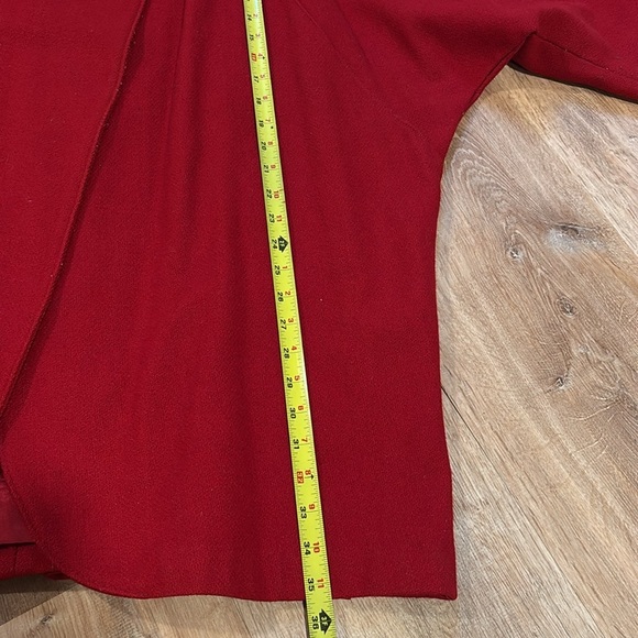 Vintage 80’s Red Wool Open Front Swing Coat - Picture 9 of 11